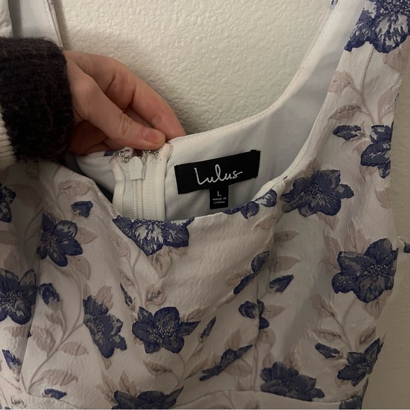 Lulus Wondrous Wildflower White Floral Jacquard Pleated Skater Dress - Picture 8 of 9